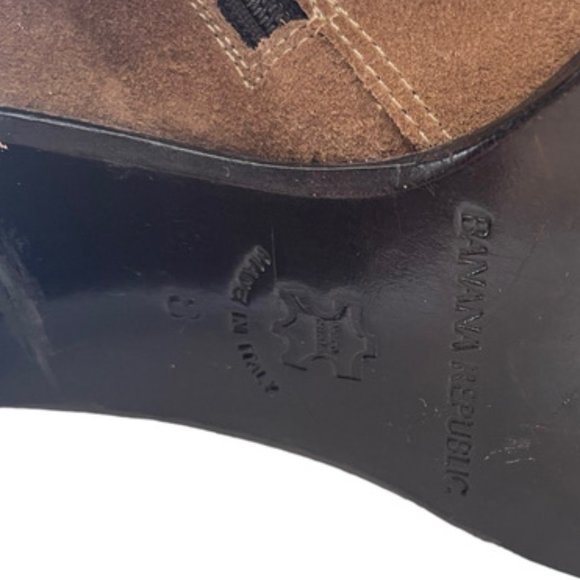 Banana Republic Women's Tan Suede Mid Calif inside Zipper Boots Size 8 - Picture 12 of 16